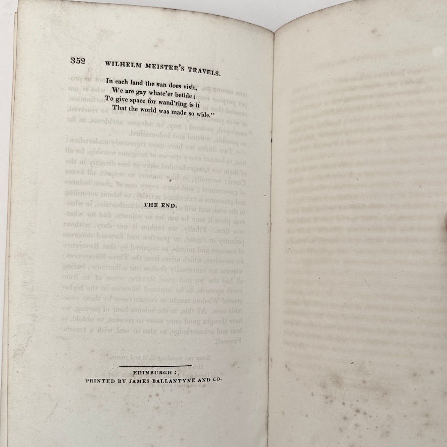 Miniature : Final page 352 completing Wilhelm Meister's Travels