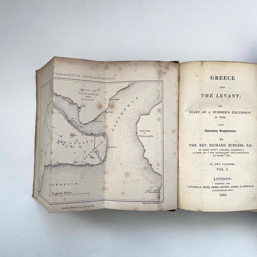 Pikkukuva: 1835 Greece and the Levant 1st Ed / Rare Leather Travel Book by Burgess