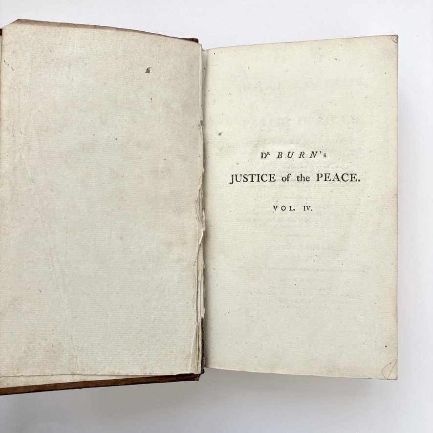Miniature : Half title page of Burn's Justice of the Peace Vol IV 1800 nineteenth edition