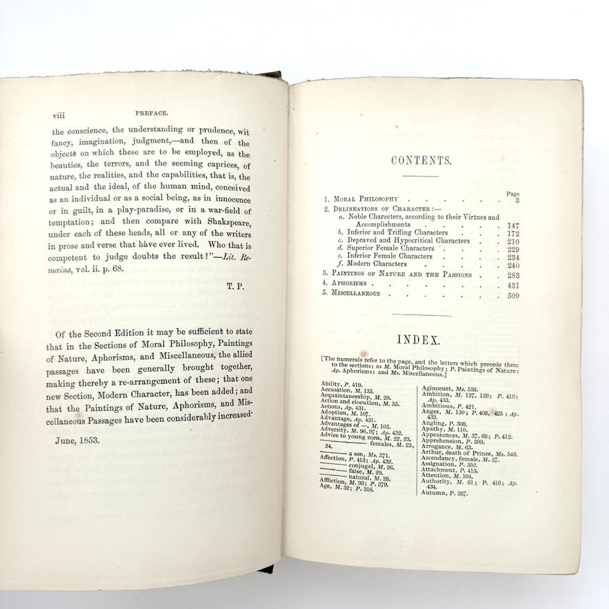 Thumbnail: Preface facing contents page of Wisdom and Genius of Shakspeare