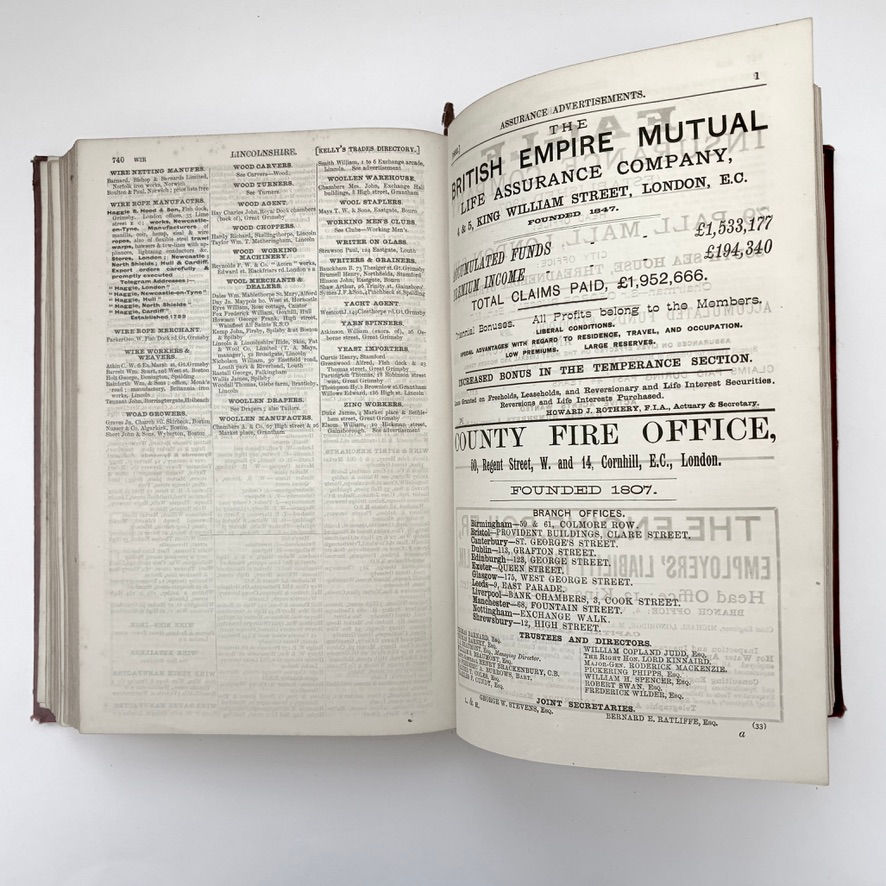Miniaturbild: Final page 740 facing assurance advertisements Victorian directory