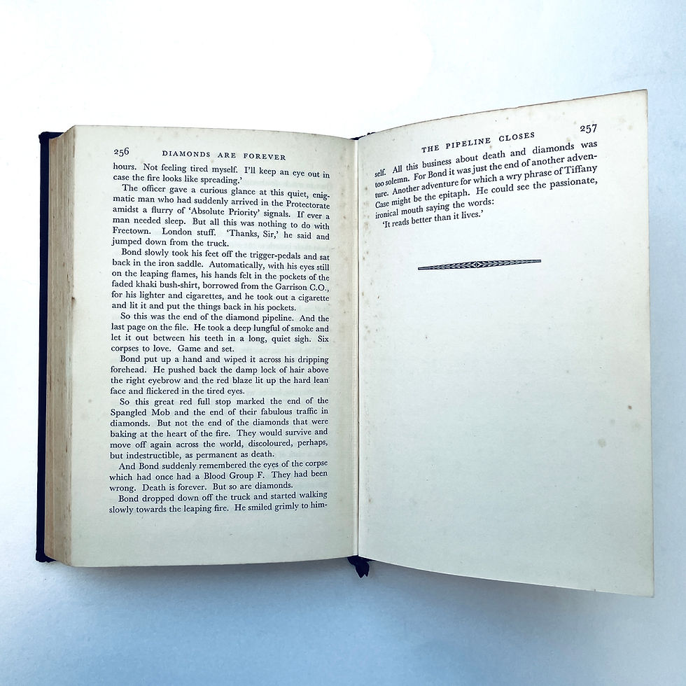 Miniatura: Final page of text Diamonds Are Forever by Ian Fleming, first edition 1956