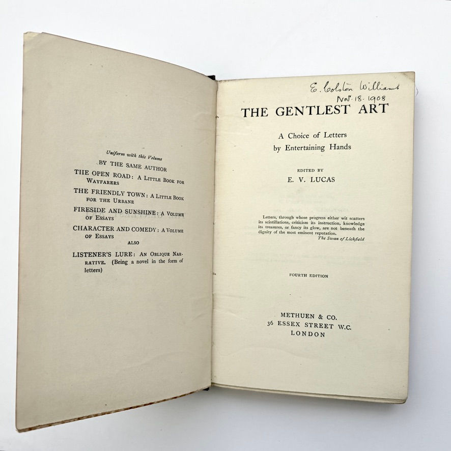 Thumbnail: Title page The Gentlest Art E V Lucas Methuen 1908