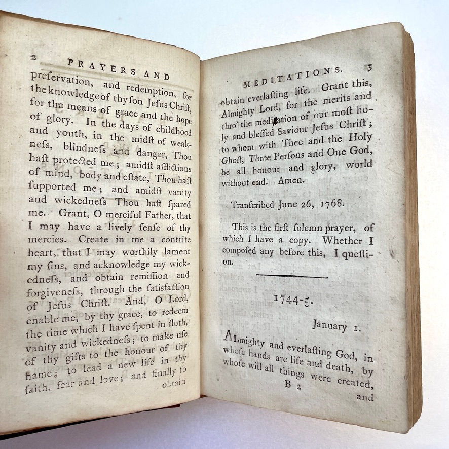 Thumbnail: 1796: PRAYERS AND MEDITATIONS SAMUEL JOHNSON By George Strahan 4th Edn CALF Book
