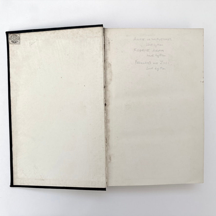 サムネイル： Front pastedown with Excelsior Stationery Stores bookseller's label