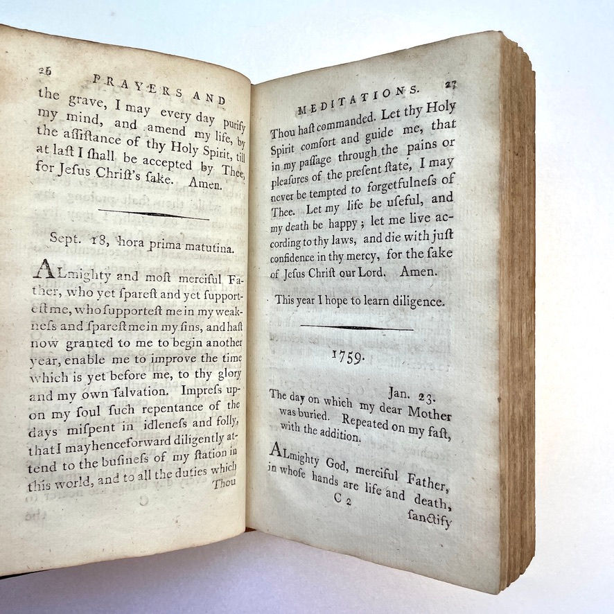 Thumbnail: 1796: PRAYERS AND MEDITATIONS SAMUEL JOHNSON By George Strahan 4th Edn CALF Book