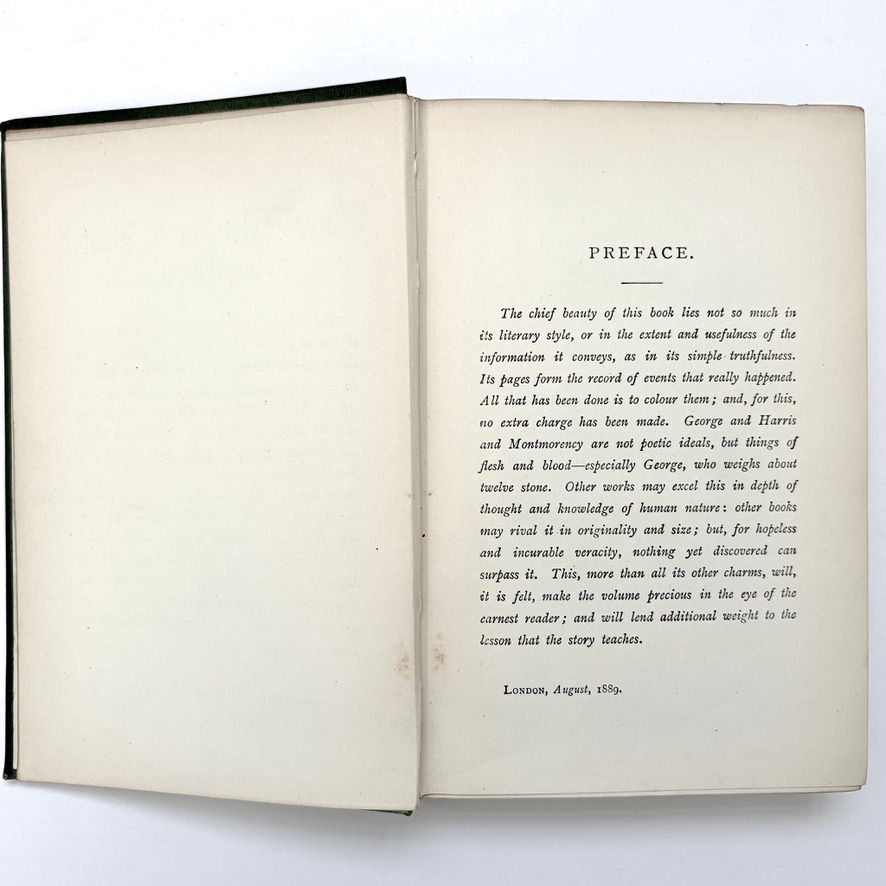 Miniature : Preface dated London August 1889 in Three Men in a Boat first edition