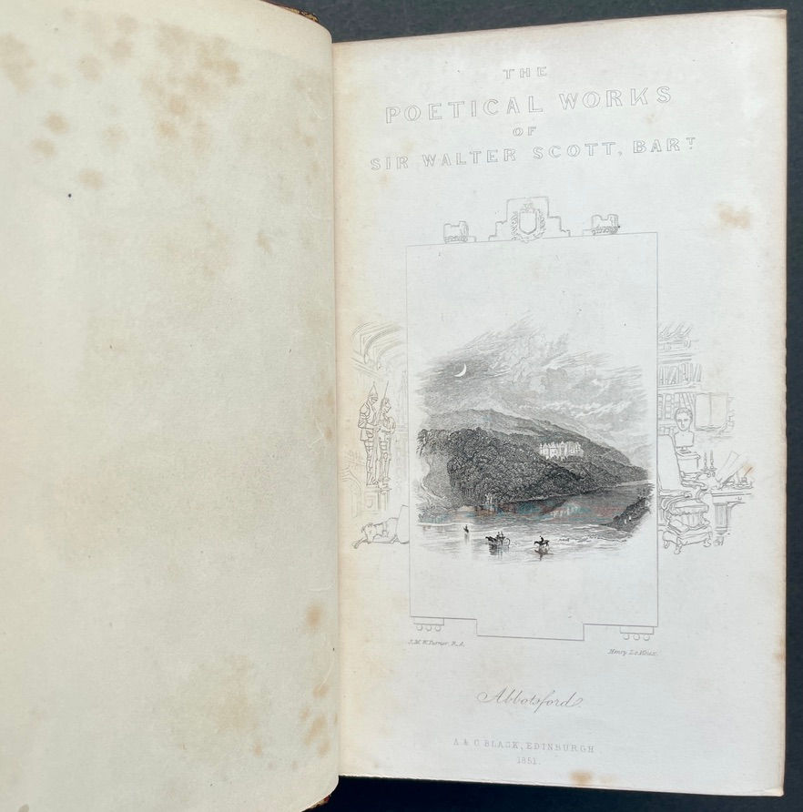 サムネイル： 1856 Poetical Works of Walter Scott / Leather / Illustrated / Gauffered Edges