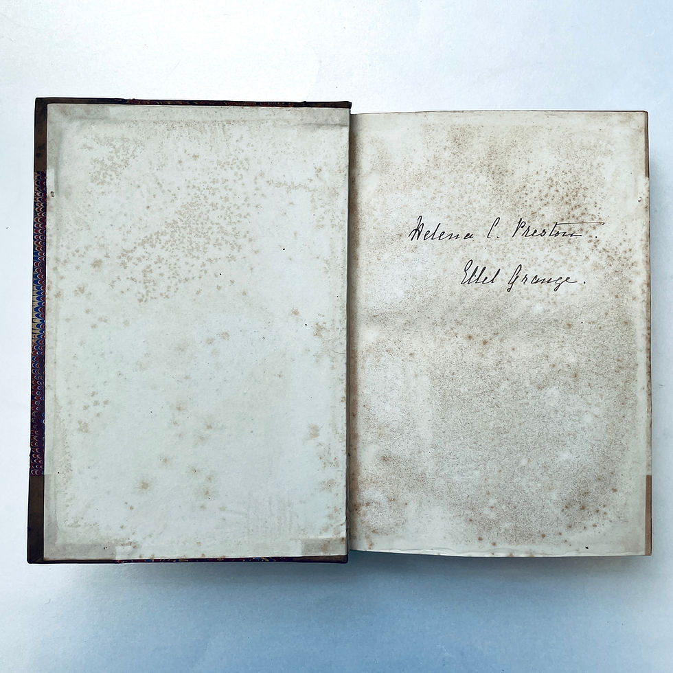 Pikkukuva: Front free endpaper inscription in Macmillan’s Magazine 1887 edition