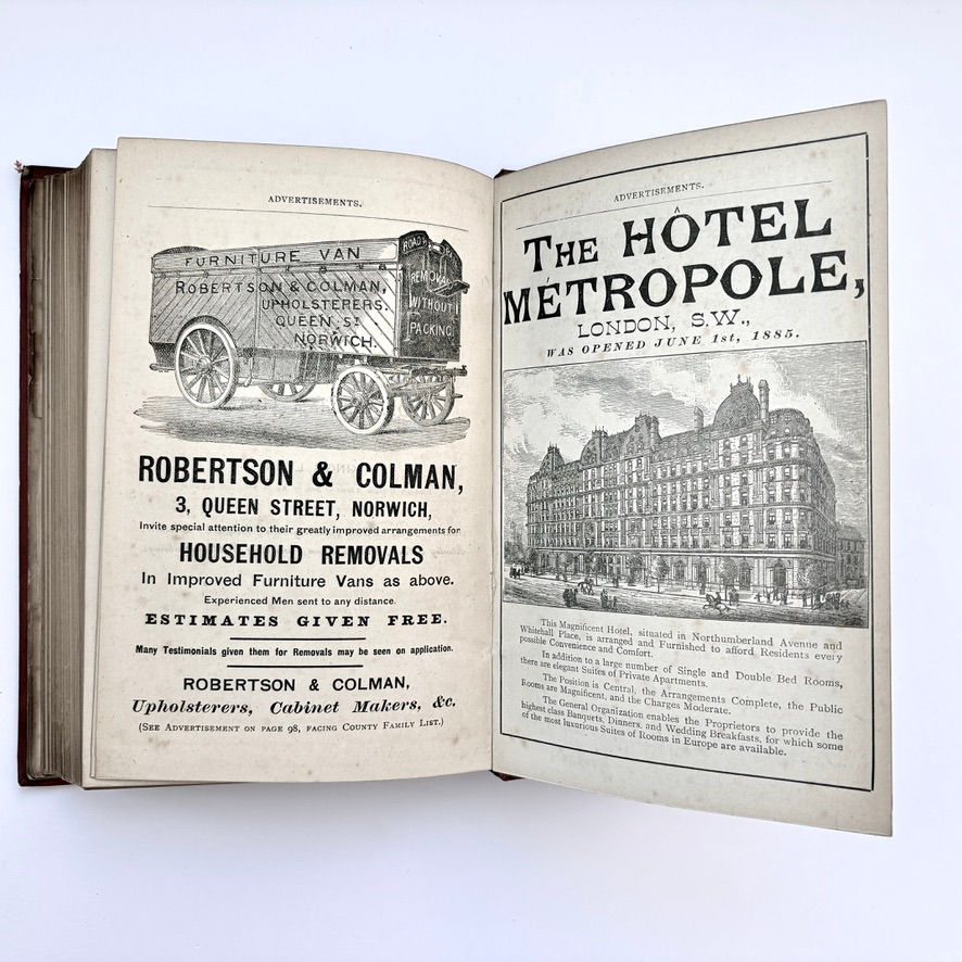 サムネイル： Illustrated advertisement for The Hotel Metropole London in Norfolk Court Guide 1885