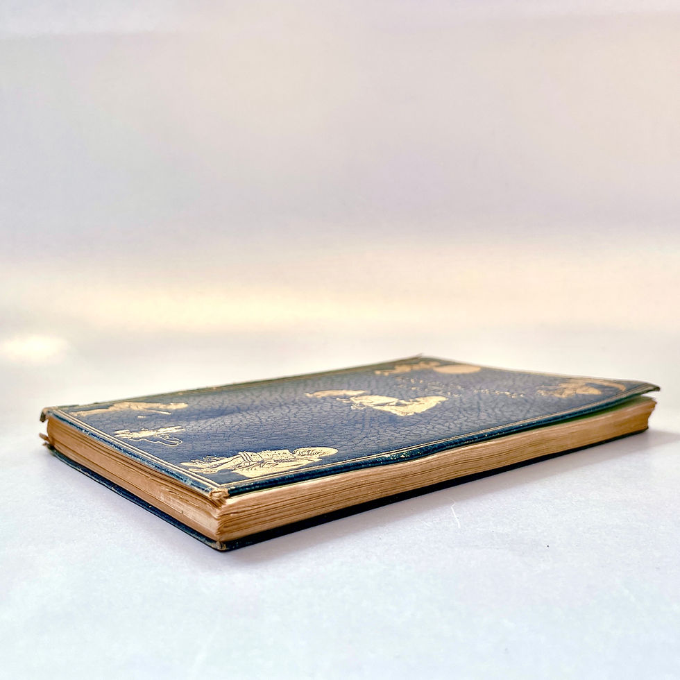 Thumbnail: Page edge and bottom view of 1928 Winnie-the-Pooh deluxe leather edition showing clean  edges