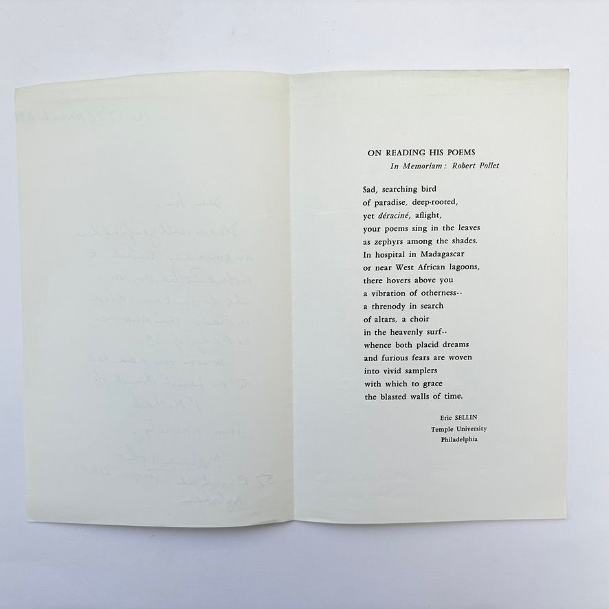 サムネイル： Eric Sellin tribute to Robert Pollet from Temple University