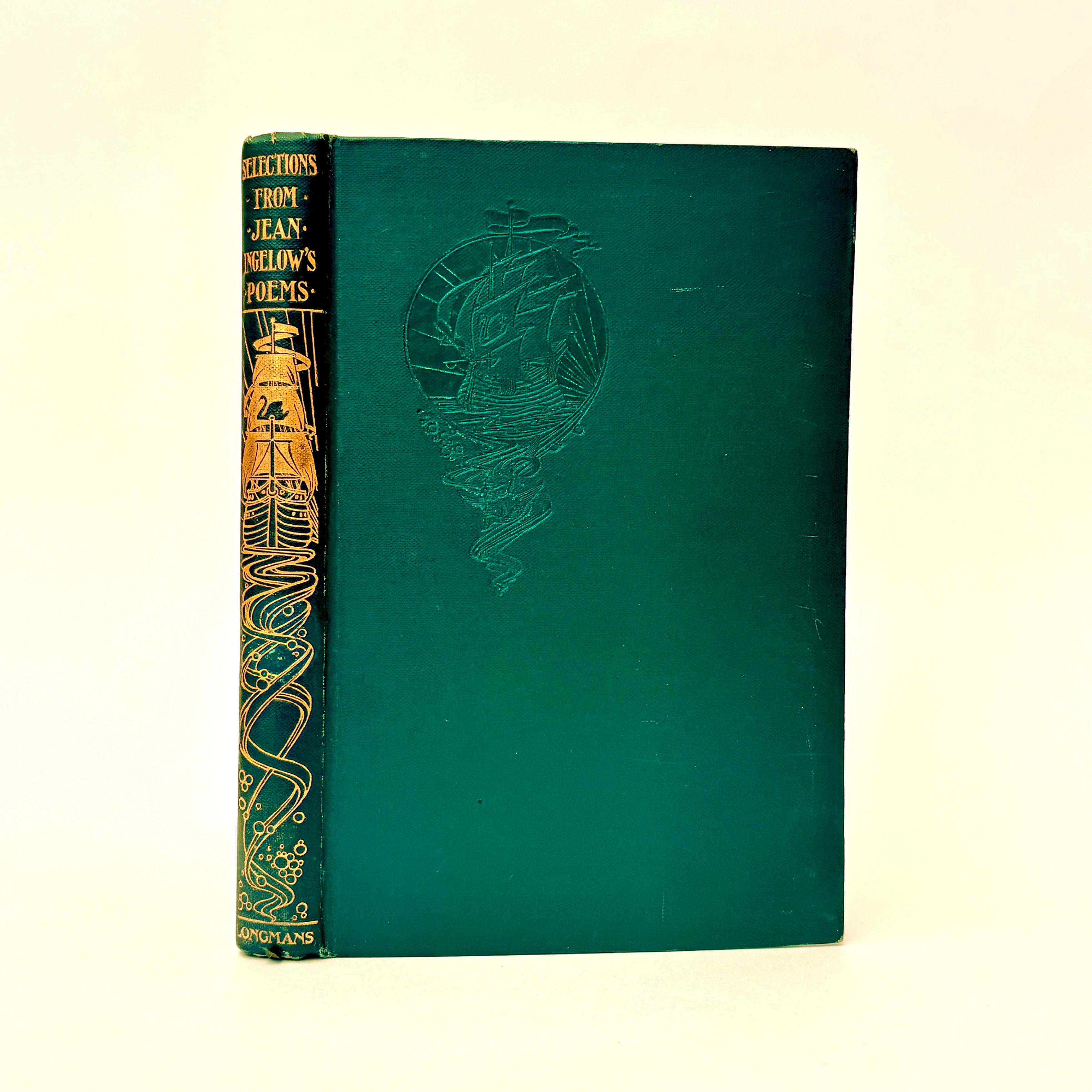 Jean Ingelow Poems 1908 Pocket Edition decorative green cloth binding and gilt spine