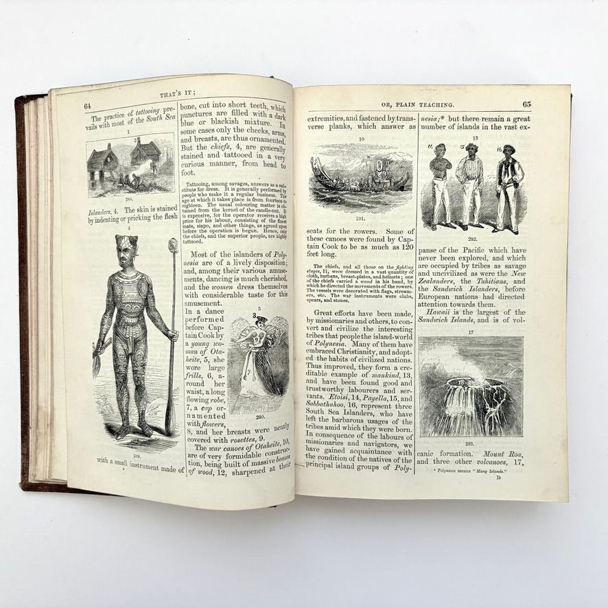Thumbnail: Pages 64 and 65 showing civilisations wood engravings That's It 1860