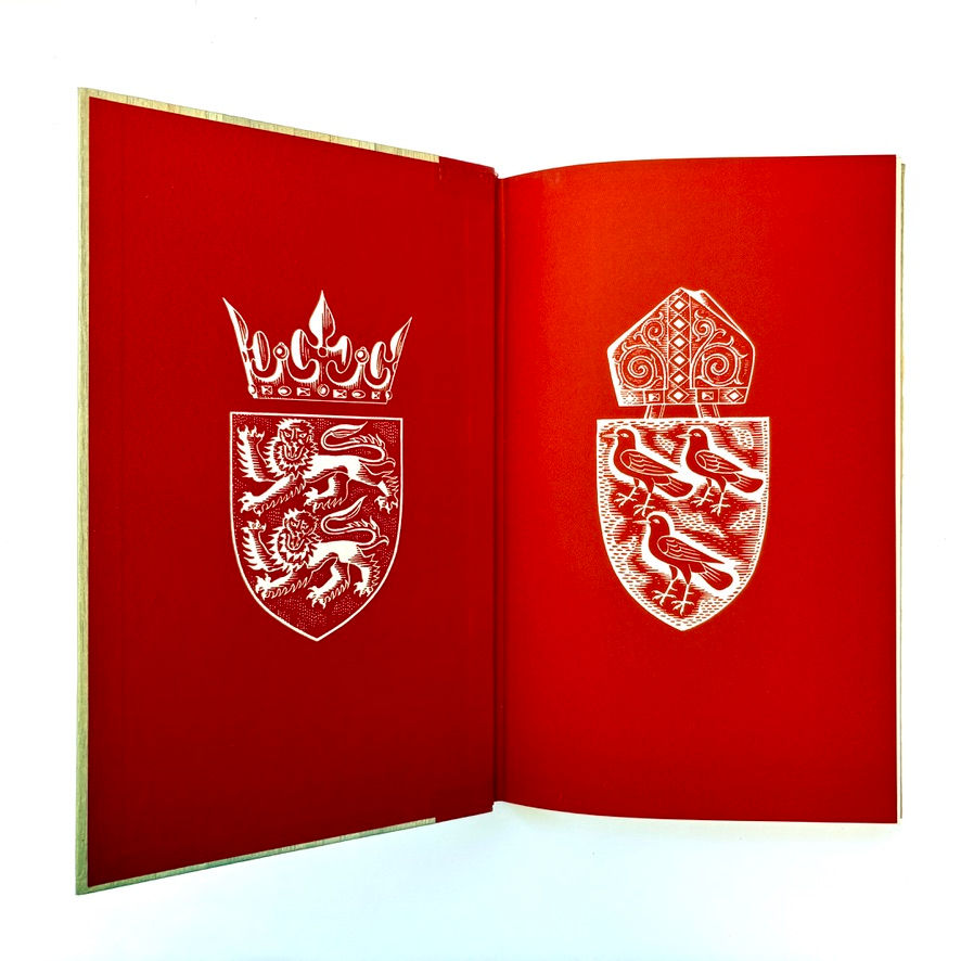 縮圖：Red crest endpapers in Folio Society Thomas Becket edition
