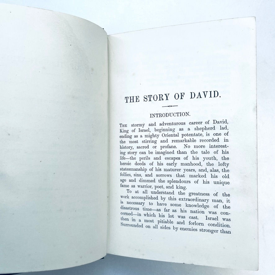 Miniatura: Introduction pages of 1893 The Story of David, neat Victorian typography, Cassell publication.