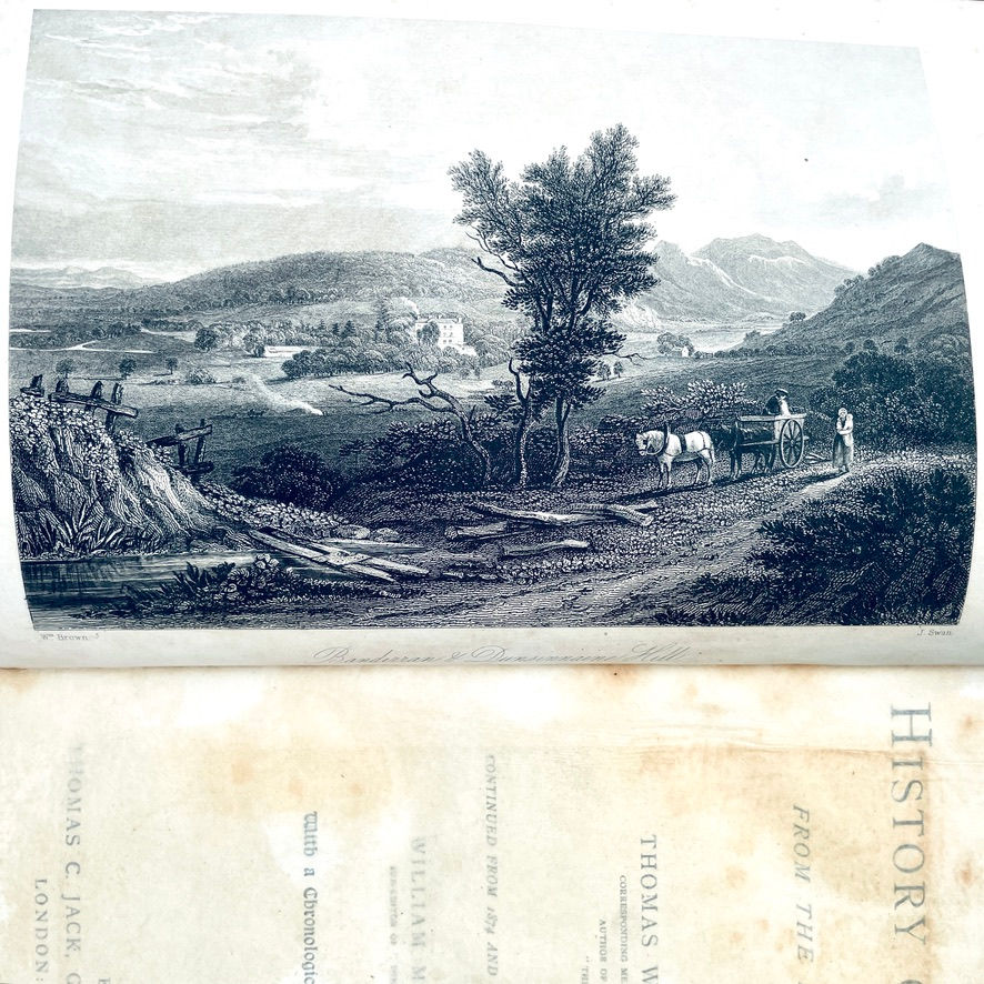 Miniature : Frontispiec engraving History of Scotland Vol I, Post‑1874 Edition, Illustrated Half‑Leather