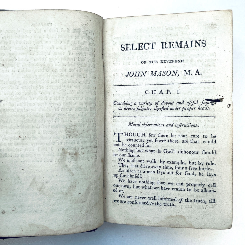 サムネイル： Select Remains of Rev John Mason 1808 / Devotional Essays & Letters / Full Calf