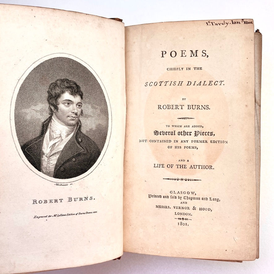 Miniature : 1801 Robert Burns Poems – Early Leather Edition with Fold-Out Engraving