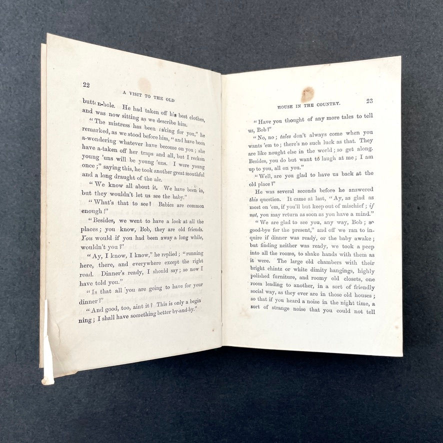 Miniaturbild: Pages 22–23 of A Visit to the Old House in the Country, 1871 Eliza Thorp rare edition showing small paper tear.