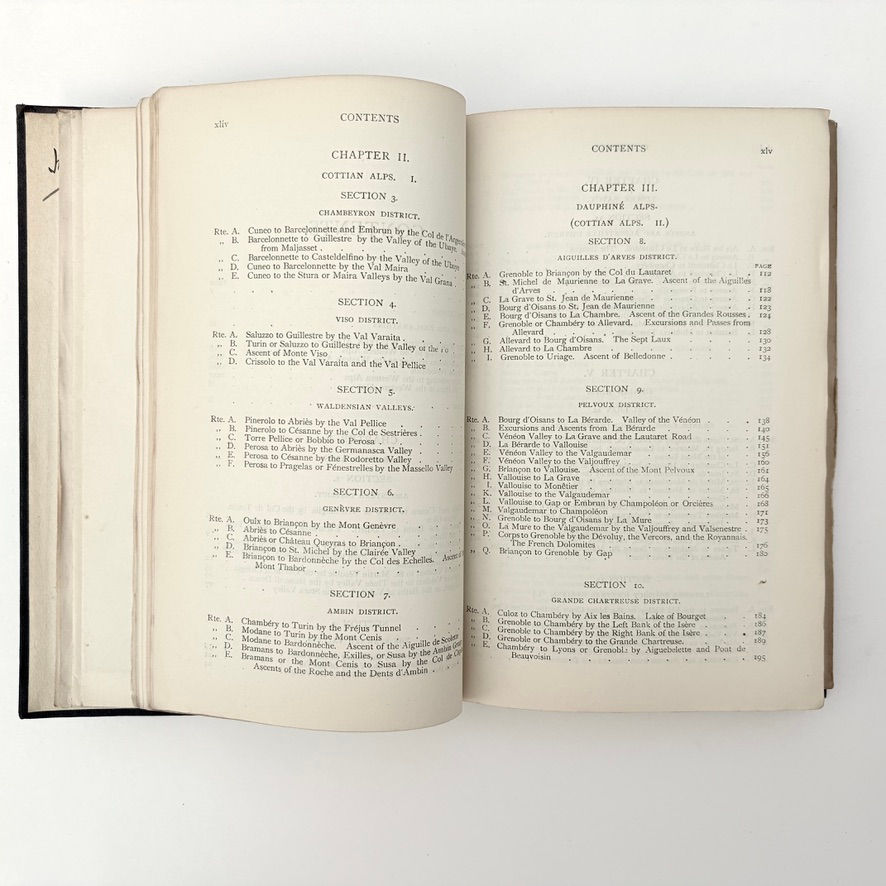 Miniature : Contents pages for Volume I with references to Volume II of The Alpine Guide Western Alps 1898