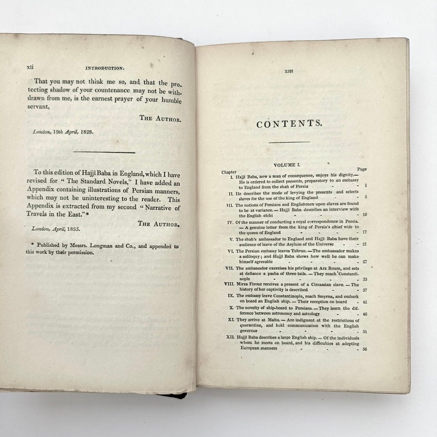 Pikkukuva: Hajji Baba in England contents page Bentley Standard Novels edition