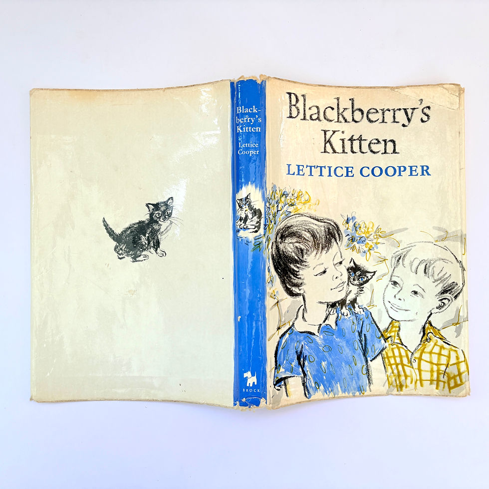 縮圖：Dust jacket of Blackberrys Kitten 1961 lying flat showing wear and illustration