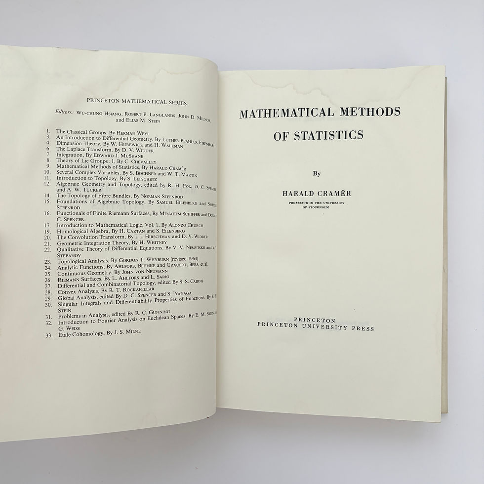 Miniature : Title page of Mathematical Methods of Statistics by Harald Cramér, Princeton