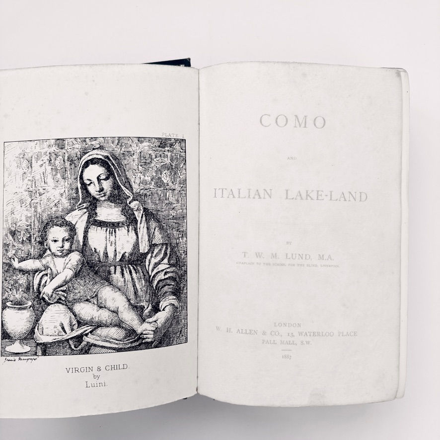 Miniatura: Frontispiece Virgin and Child by Luini with tissue guard, from Como and Italian Lake-Land, 1887