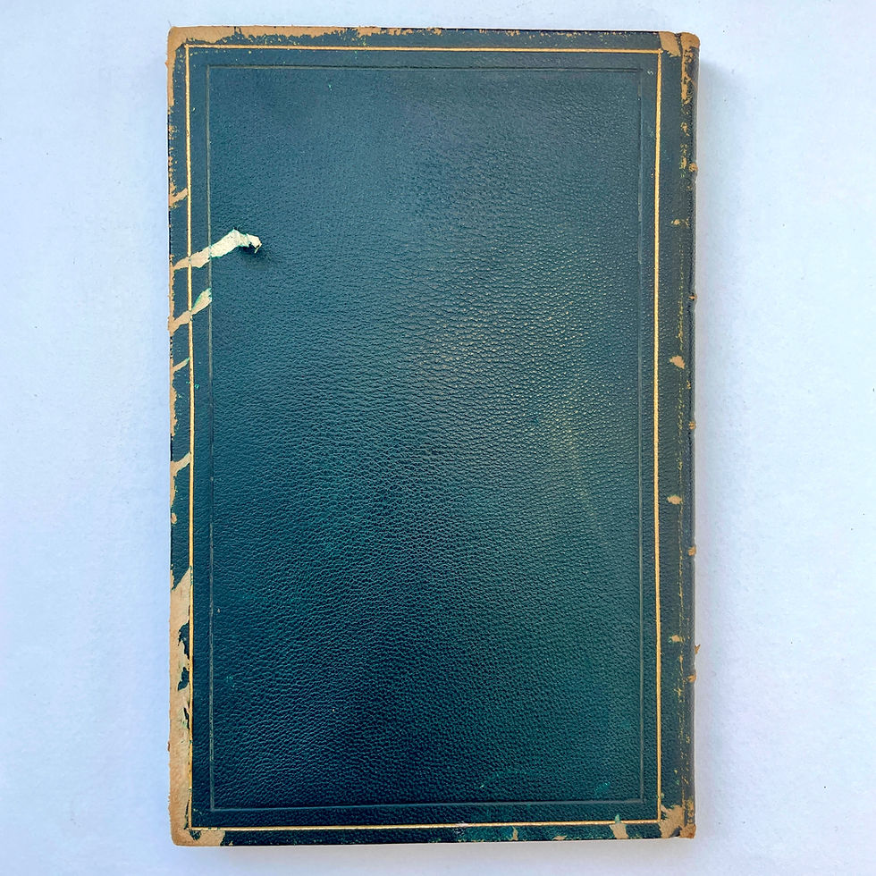 Thumbnail: Rear board of rare Colonial India leather trade book showing gilt borders