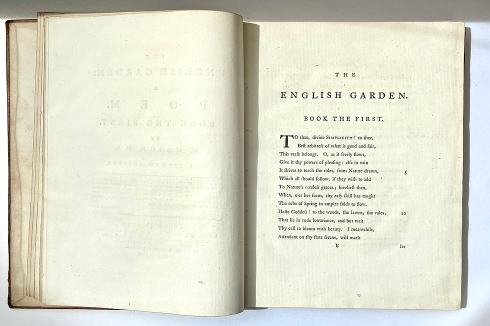 Miniature : Opening page of Book the First in The English Garden William Mason poem