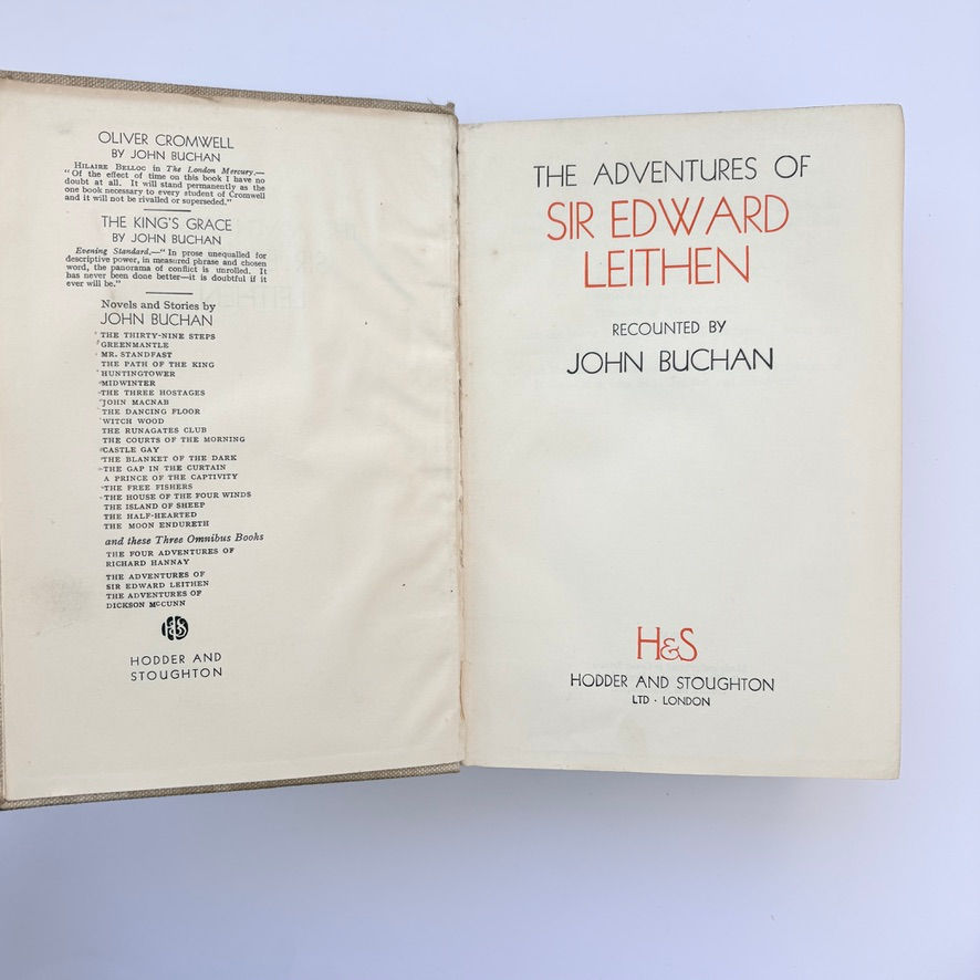 Thumbnail: Title page Adventures of Sir Edward Leithen John Buchan Hodder Stoughton London 1938