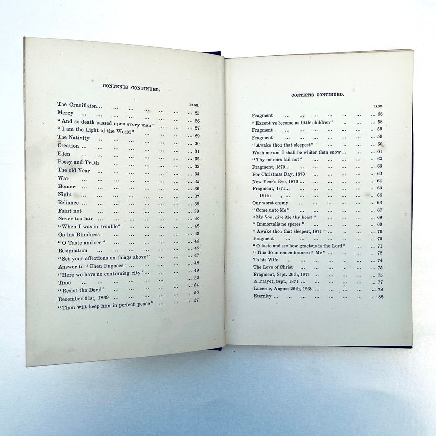 Miniature : Contents pages in very rare Ichabod Charles Wright 1873 Poems