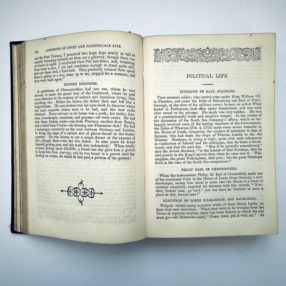 Miniatura: ection on political life including INTEGRITY OF EARL STANHOPE and PHILIP EARL OF CHESTERFIELD John Timbs Book