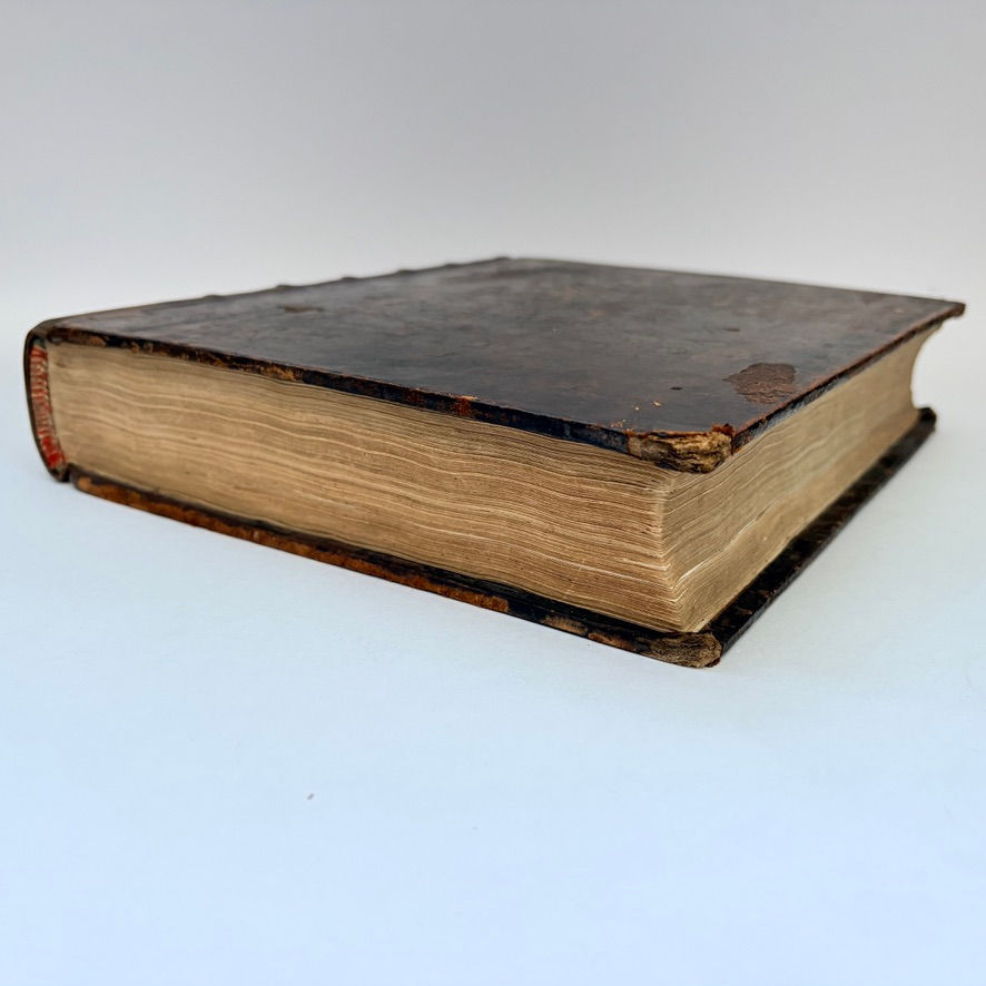 Thumbnail: Bottom page edges of 1790 Leicestershire county history by John Throsby