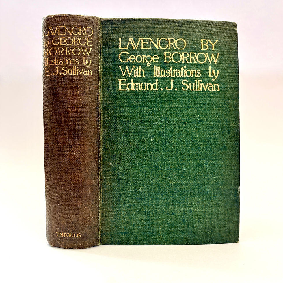 Front cover and spine Lavengro George Borrow 1914 Foulis illustrated edition gilt cloth binding