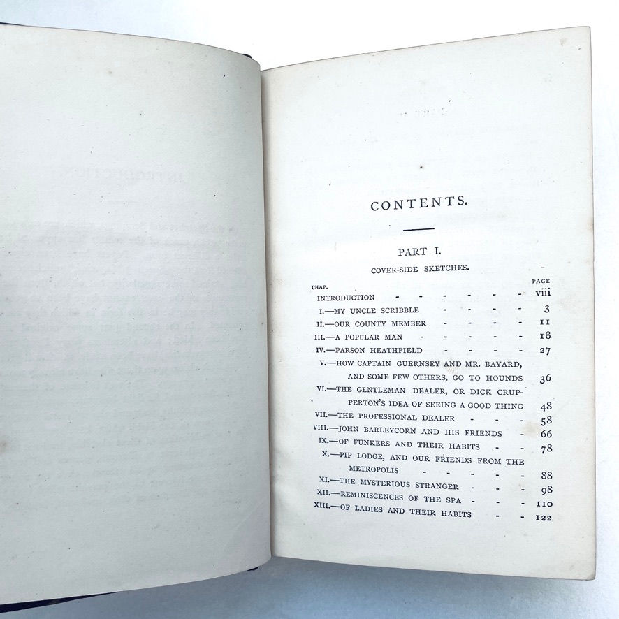 Thumbnail: Contents page for Part I, Crumbs From a Sportsman’s Table, Victorian sporting essays