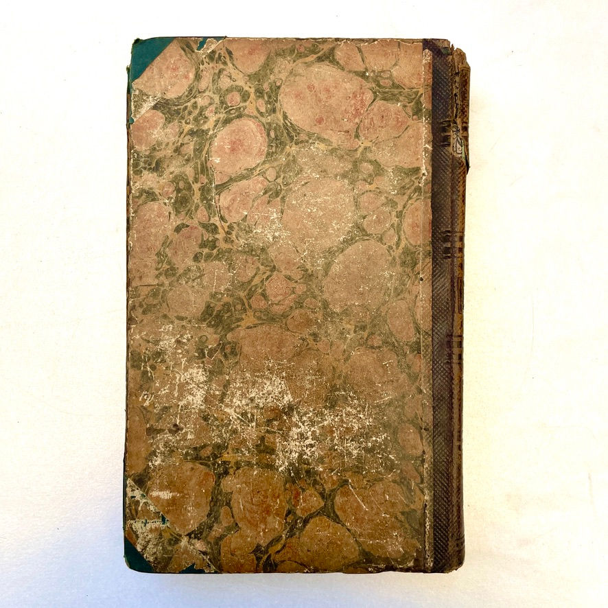 Thumbnail: Rear marble paper detail of Castle Avon Volume III in antiquarian half-leather binding