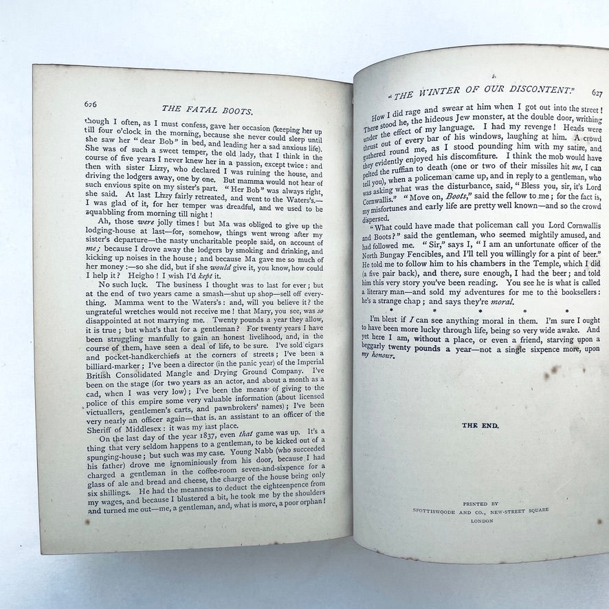 Miniaturbild: Final text pages with light foxing, 1887 Thackeray volume.