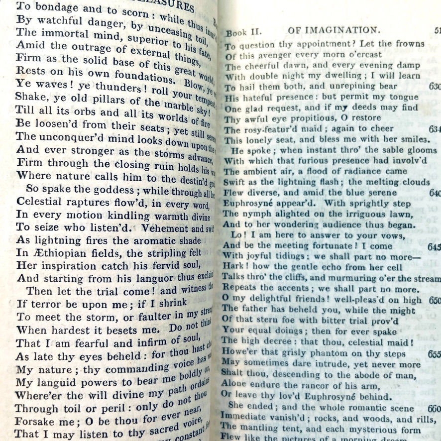 Miniature : 1807 Poetical Works of Mark Akenside – Fine Leather Small Antiquarian Book