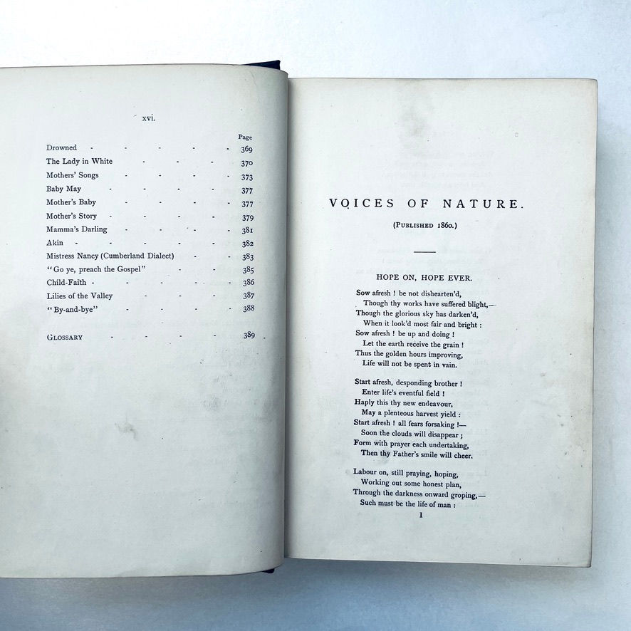 Miniatyrbild: Page 1 begins “Voices of Nature” from Peter Burn’s first poem.