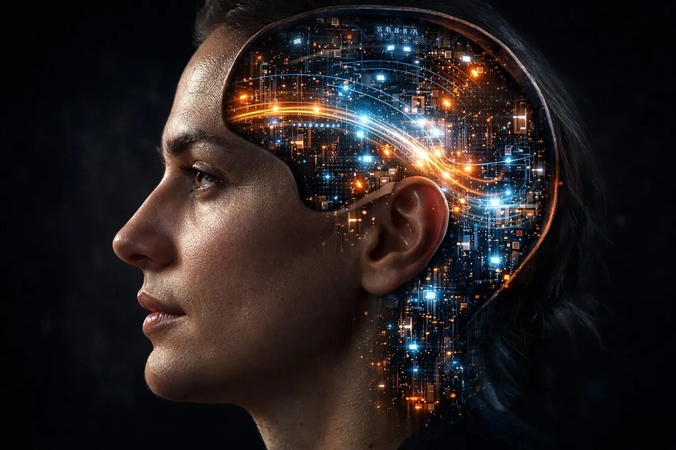 Durante décadas, el cerebro se ha explicado como si fuera un ordenador digital. Representación con IA. Fuente: Sora / Edgary Rodríguez R.