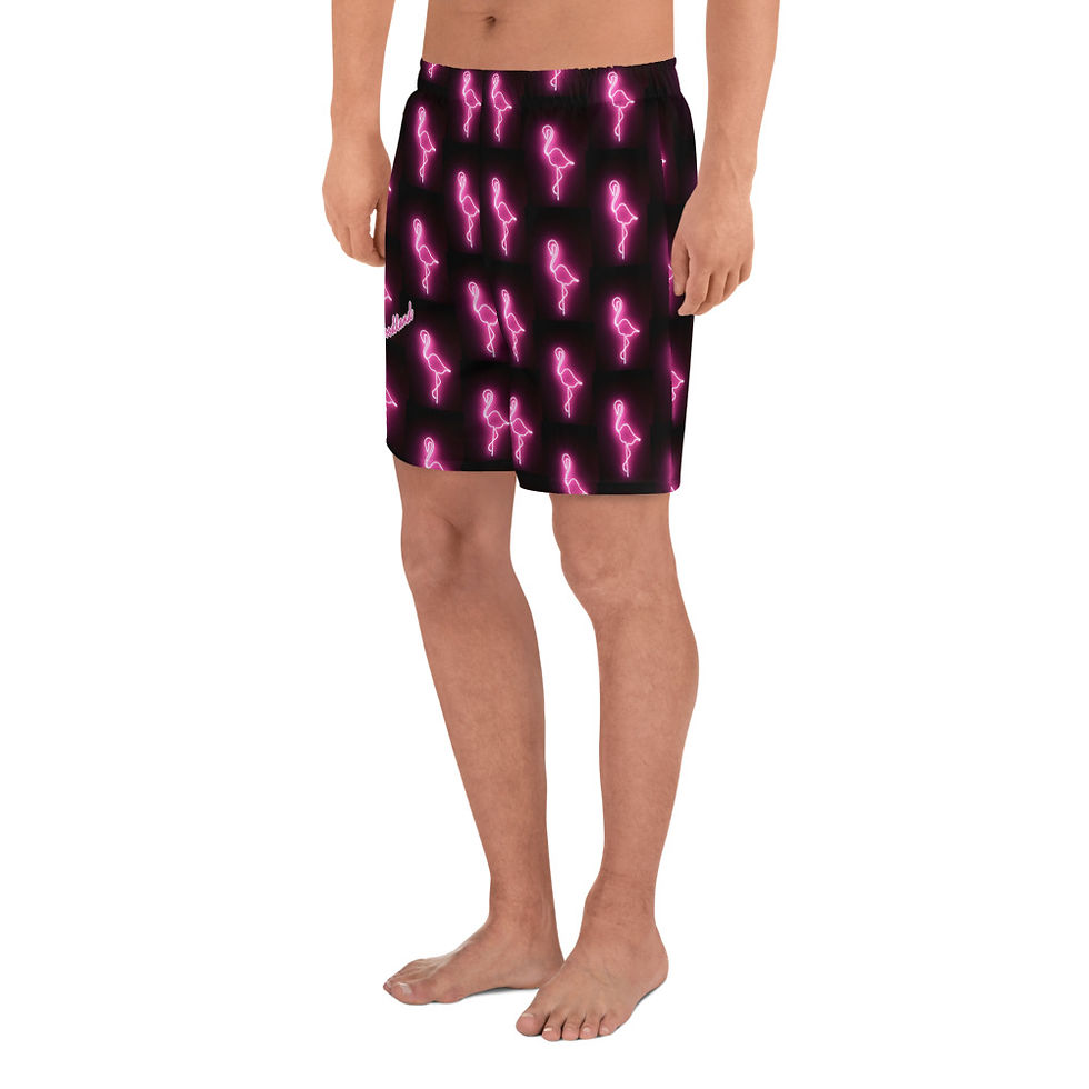 Thumbnail: INHOLLYWOODLAND Men's Neon Flamingo Emoji Luxury Shorts