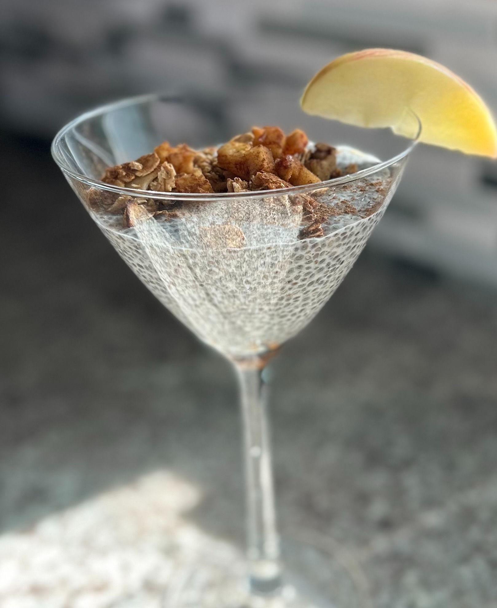 BREAKFAST: Chia Seed Pudding w/Chai Spiced Air Fried Apple & Walnut Oat Crumble