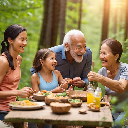 generations of family members looking happy enjoying food together while hiking .jpg
