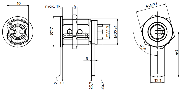 Miniaturbild: Mitnehmerscheibe für Riegel l 90°