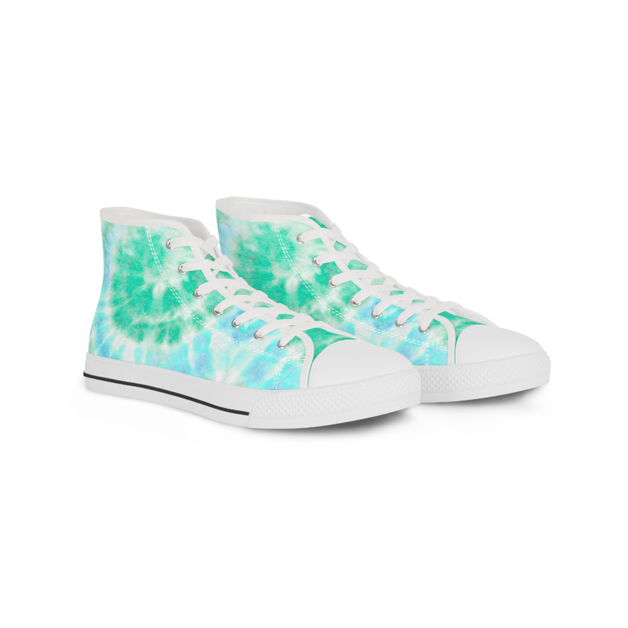Aqua Tie Dye High Top Sneakers | Green Blue Swirl Canvas Shoes