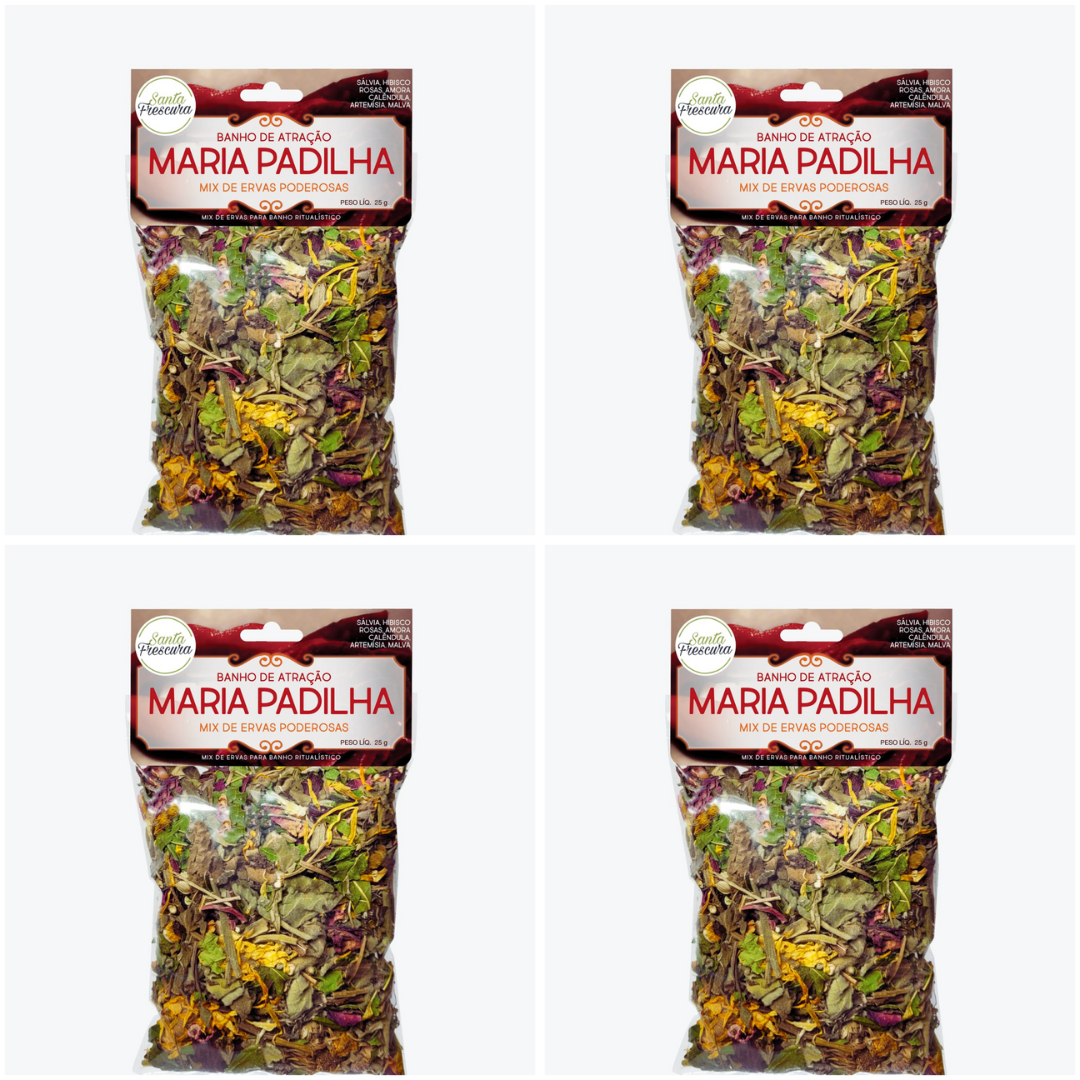 Banho de Ervas Maria Padilha Atrativo do Amor Paixão Sedução Atração Kit 4 Und