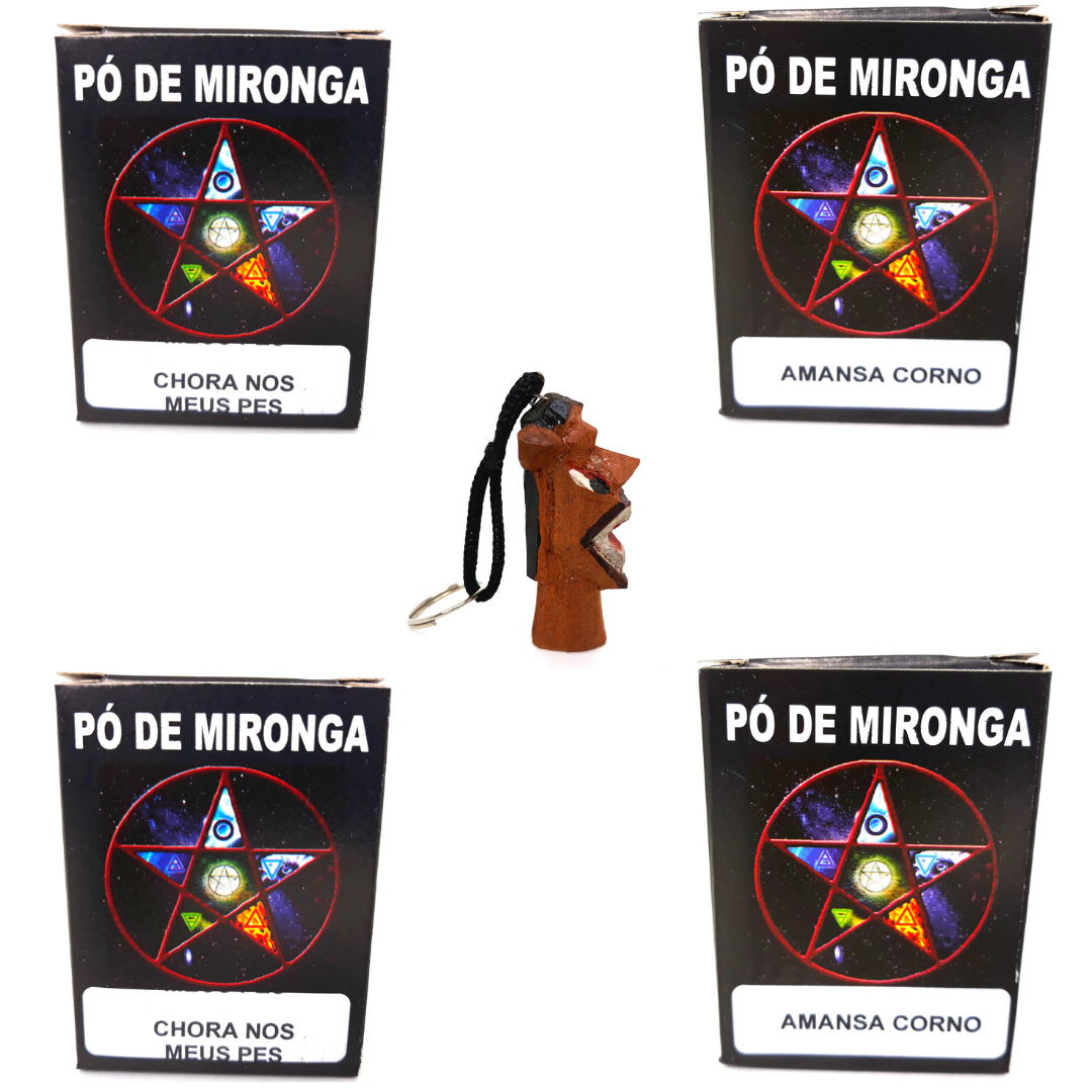 Pó De Mironga Chora Nos Meus Pés Amansa Corno Amor Chaveiro Carranca Kit