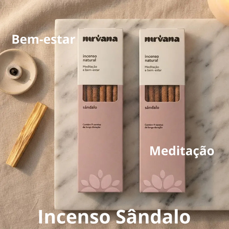 Incenso Nirvana Sandalo Natural Meditação Equilíbrio Limpeza Casa Lar Kit 2 Und